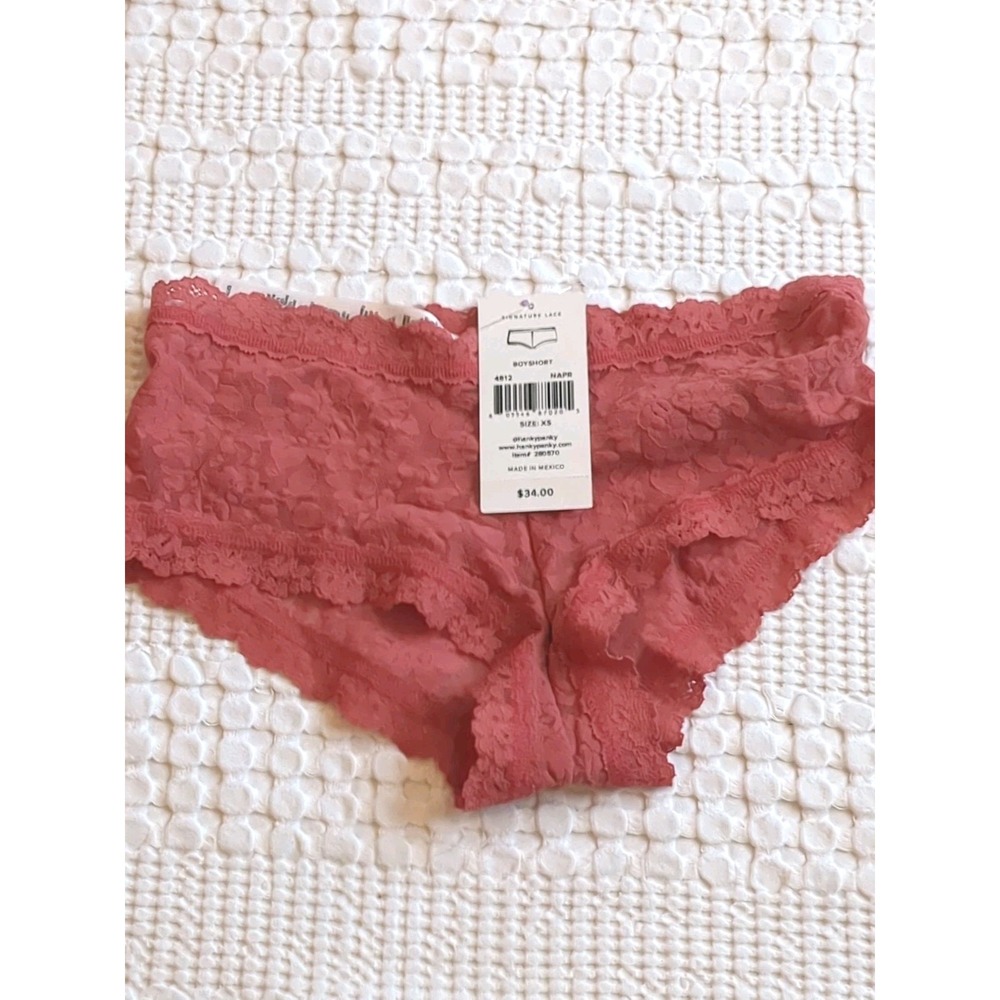 NWT Hanky Panky Boy Shorts Signature Lace Pink Orange‎ Size XS